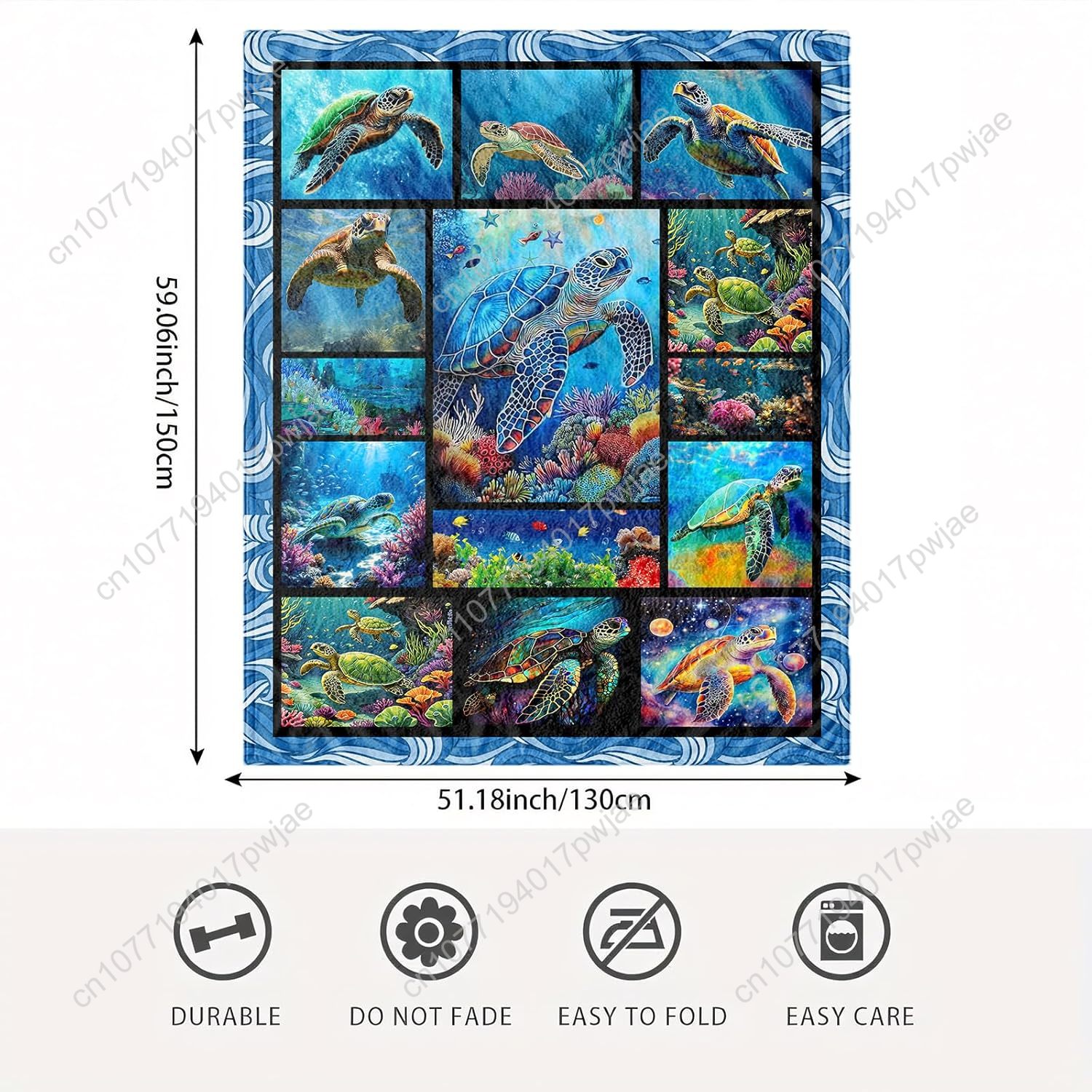 Sea Turtle Flannel Throw Blank - Home Textiles Blanket recension och pris
