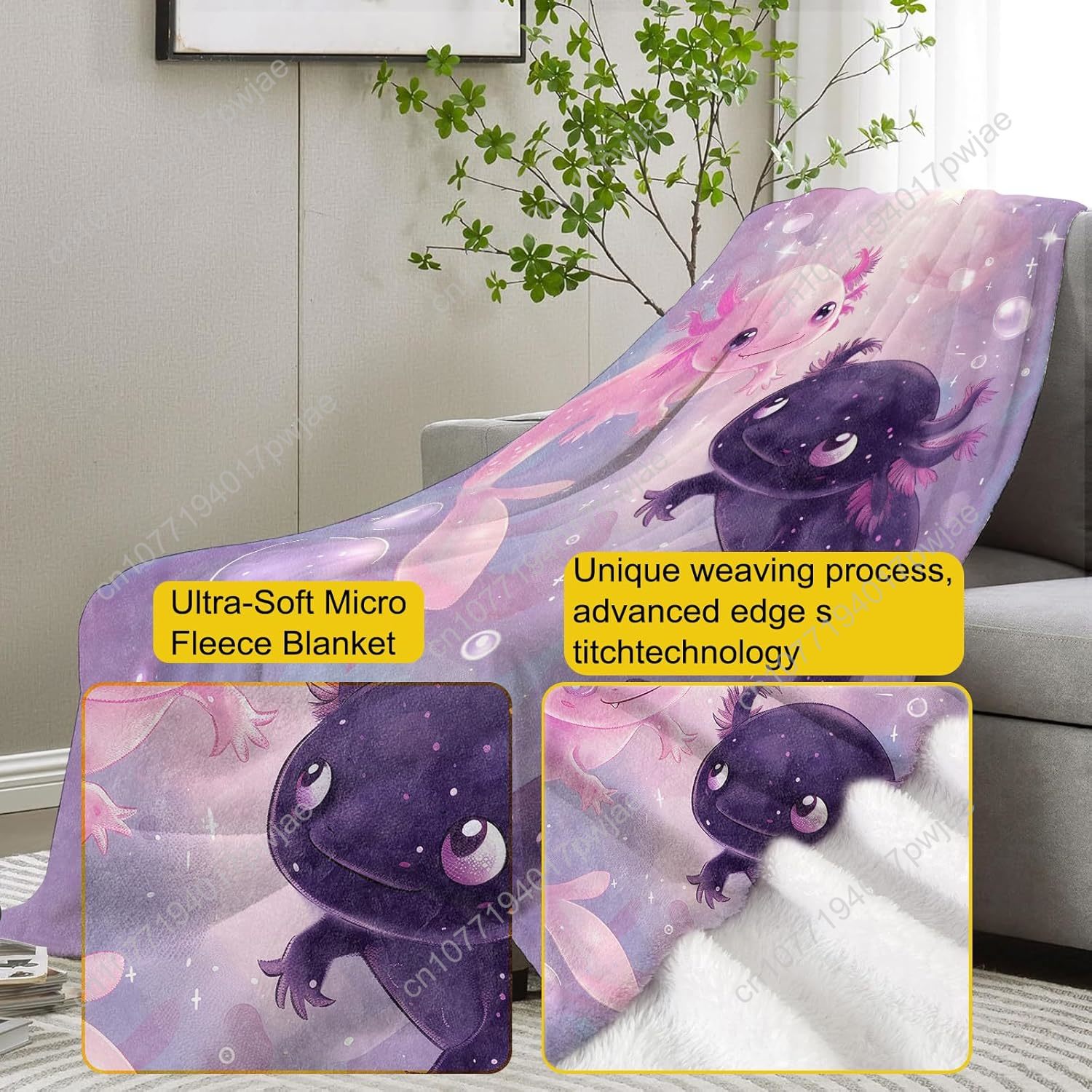Axolotl Blanket Cute Axolotls  - Home Textiles Blanket recension och pris