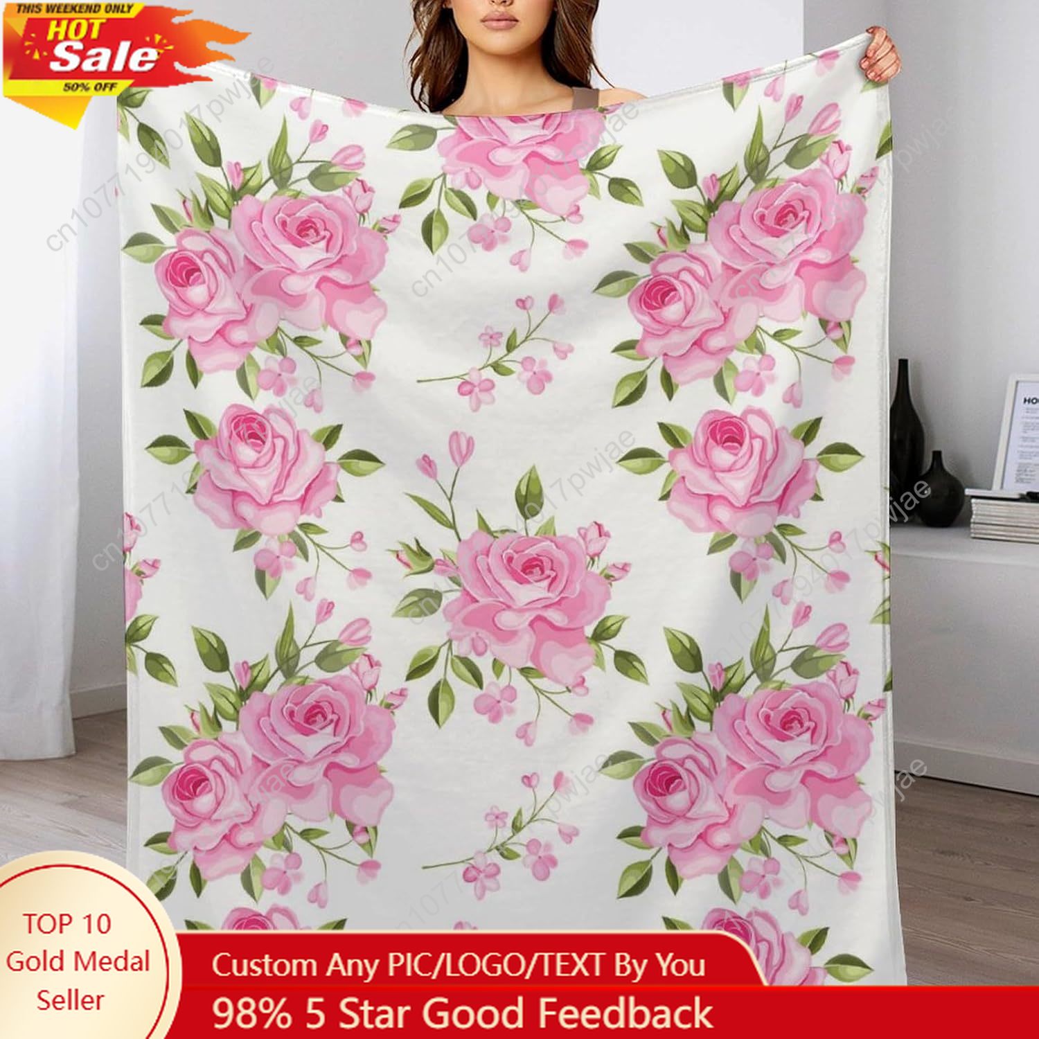 Pink Flower Throw Blanket Flor - Home Textiles Blanket recension och pris