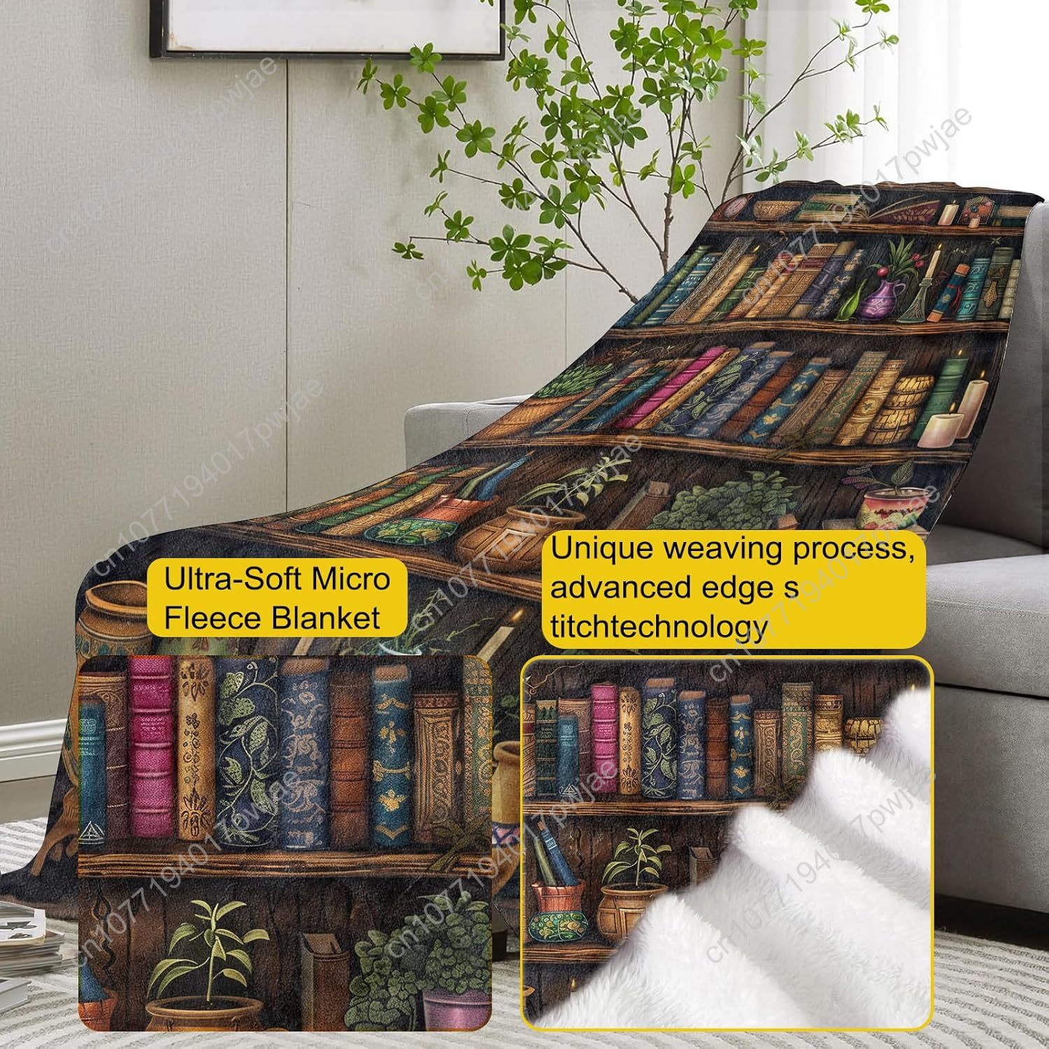 Vintage Bookshelf Blanket Read - Home Textiles Blanket recension och pris