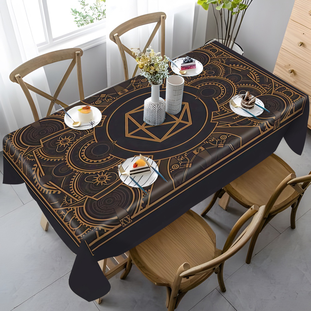 Steampunk Black Golden Gear Pa - Home Of Textiles recension och pris