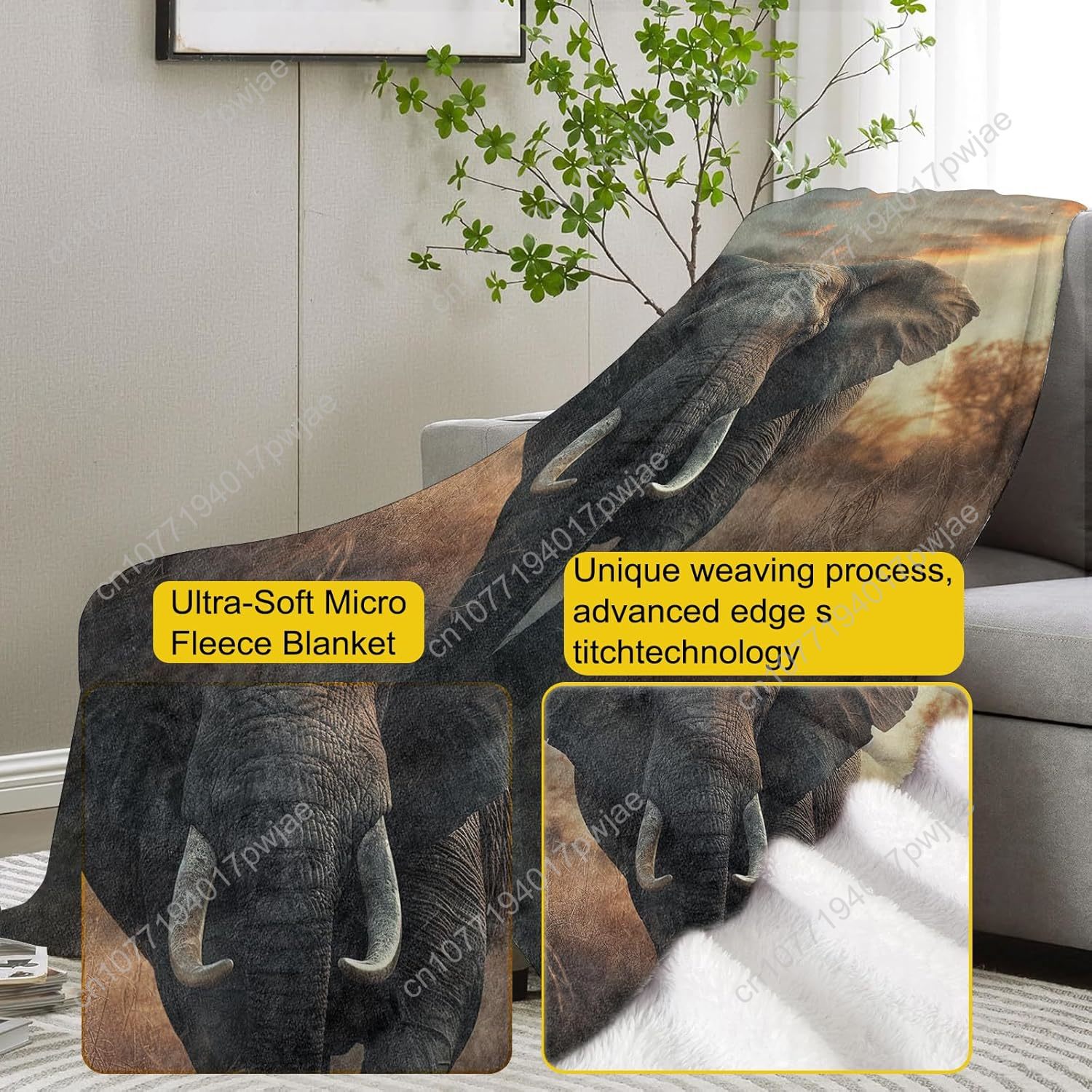 Elephant Fleece Blanket, Reali - Home Textiles Blanket recension och pris