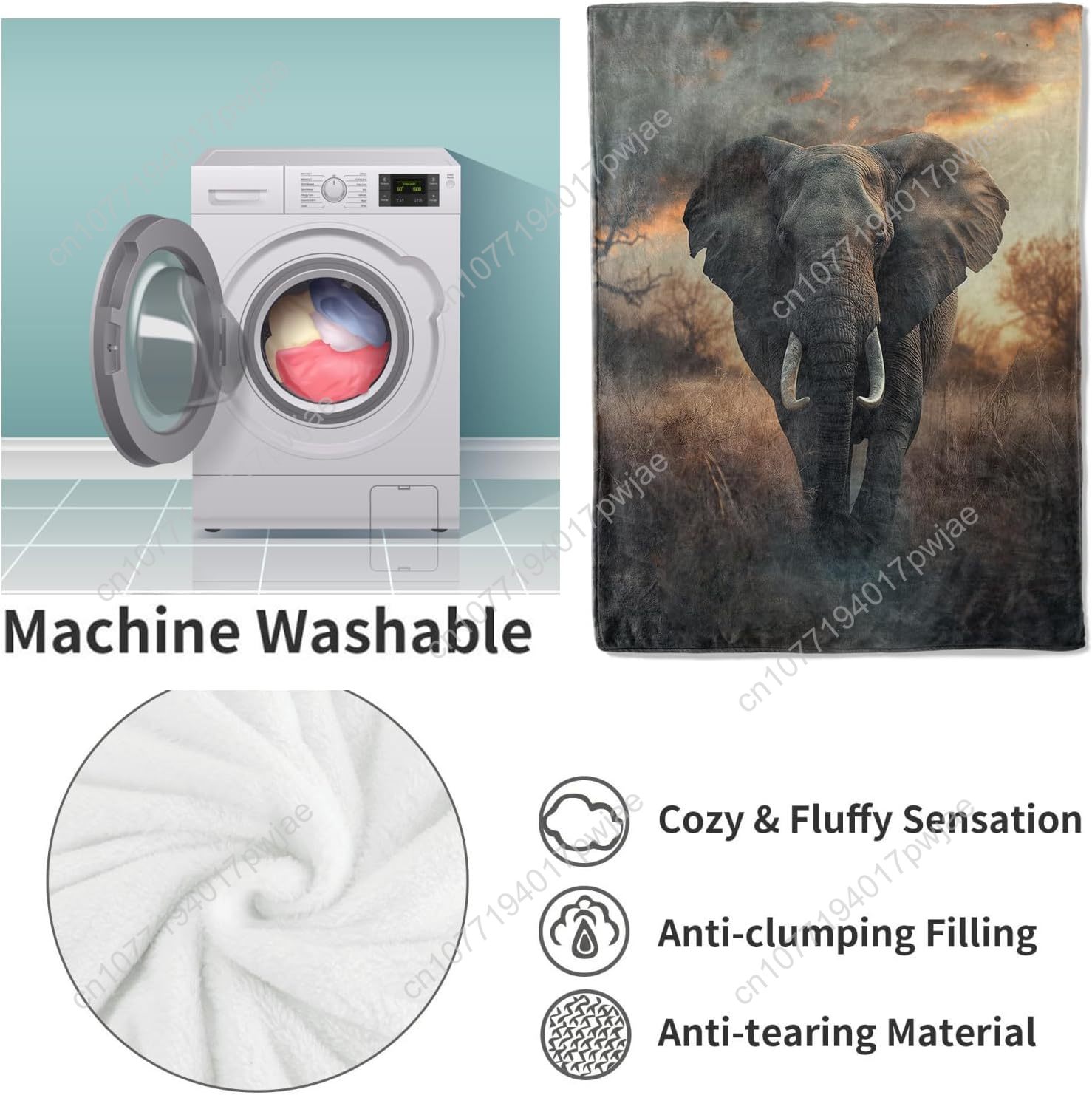 Elephant Fleece Blanket, Reali - Home Textiles Blanket recension och pris