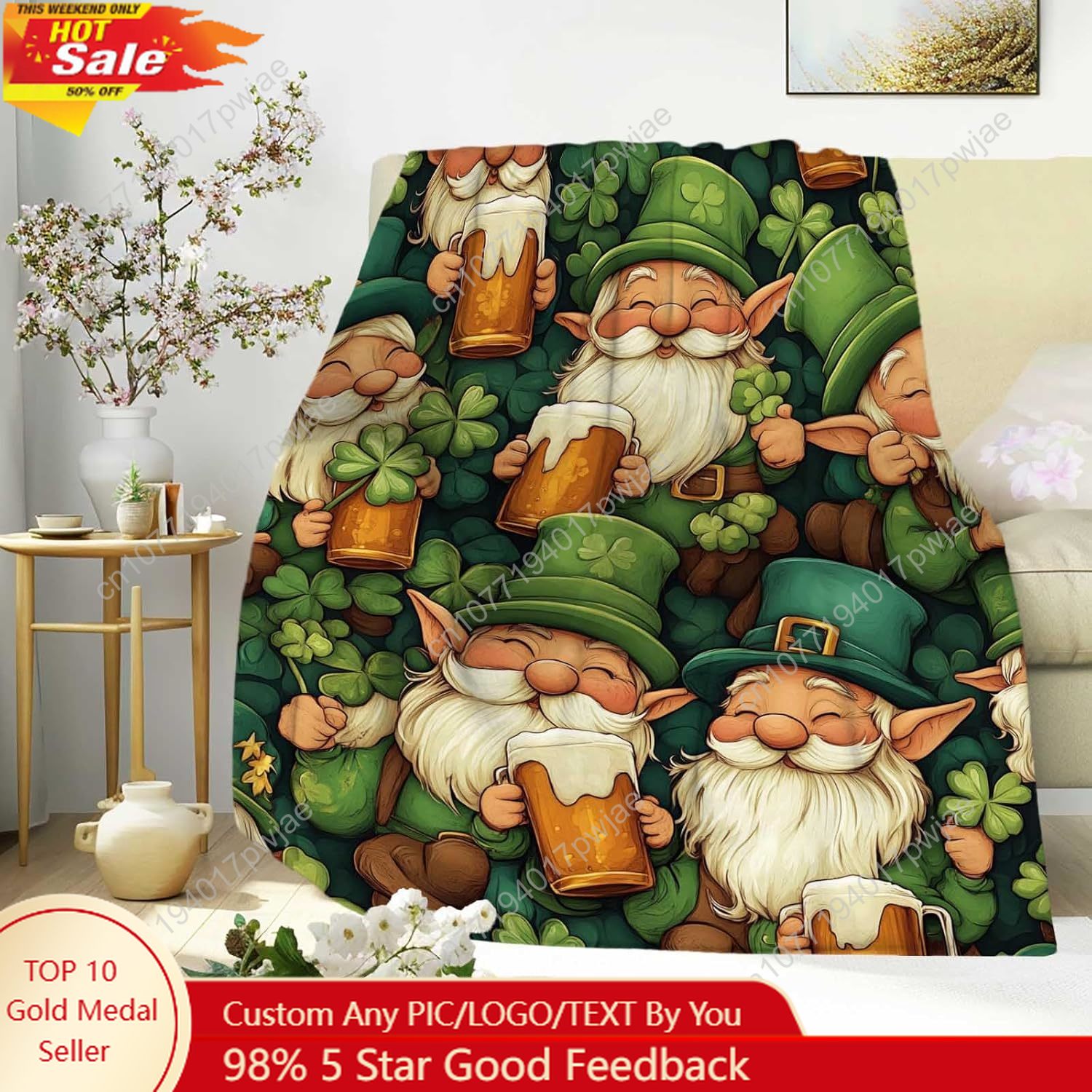 St. Patrick’s Day Gnome Throw  - Home Textiles Blanket recension och pris