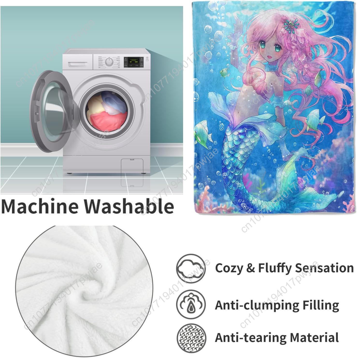 Cute Mermaid Blanket Cartoon F - Home Textiles Blanket recension och pris
