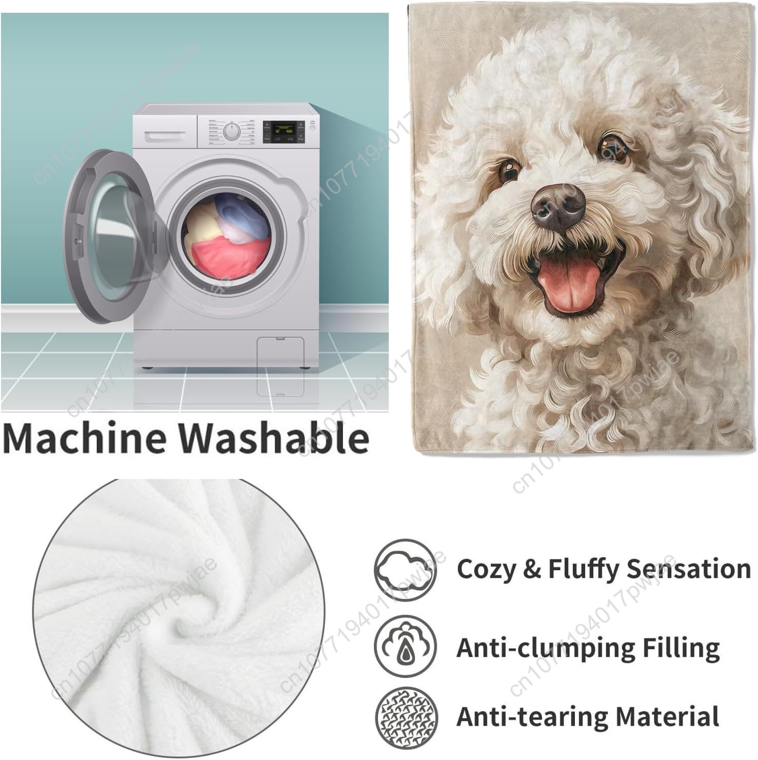 Joyful Poodle Portrait Blanket - Home Textiles Blanket recension och pris